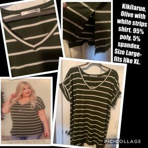 Kikilarue Olive Striped Top